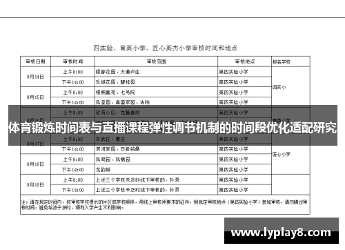 体育锻炼时间表与直播课程弹性调节机制的时间段优化适配研究